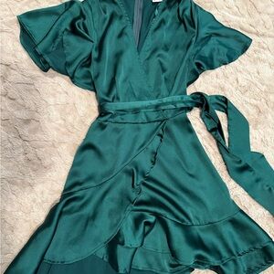 Selfie Leslie Emerald Green Wrap Dress
